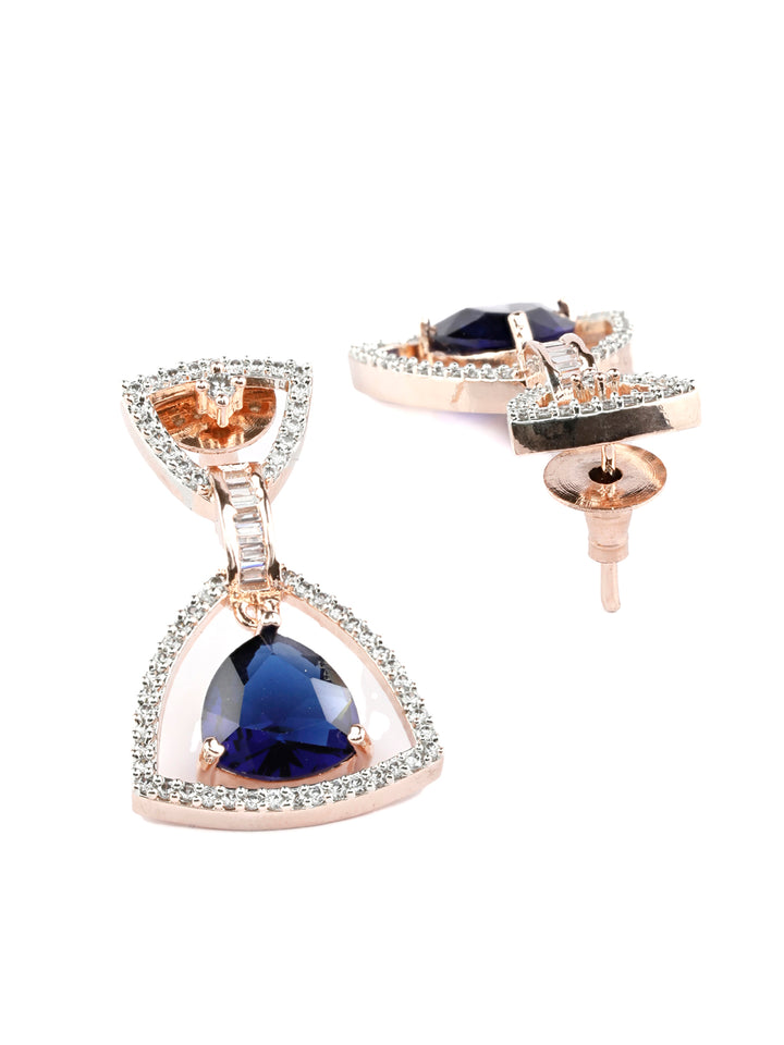 Elegant Blue American Diamond Drop Earrings