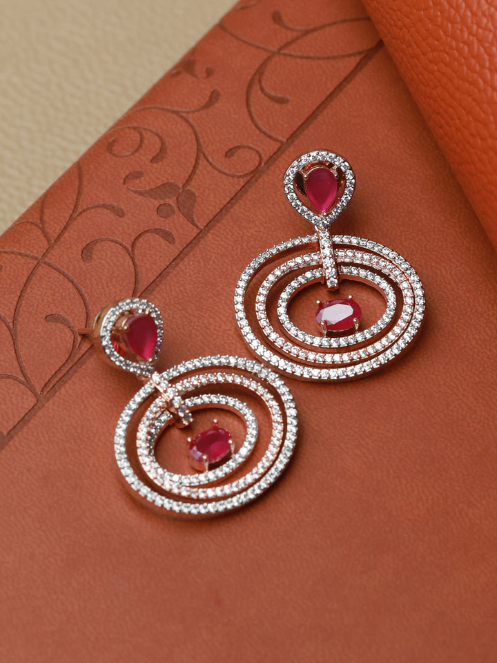 Elegant Pink America Diamond Drop Earrings