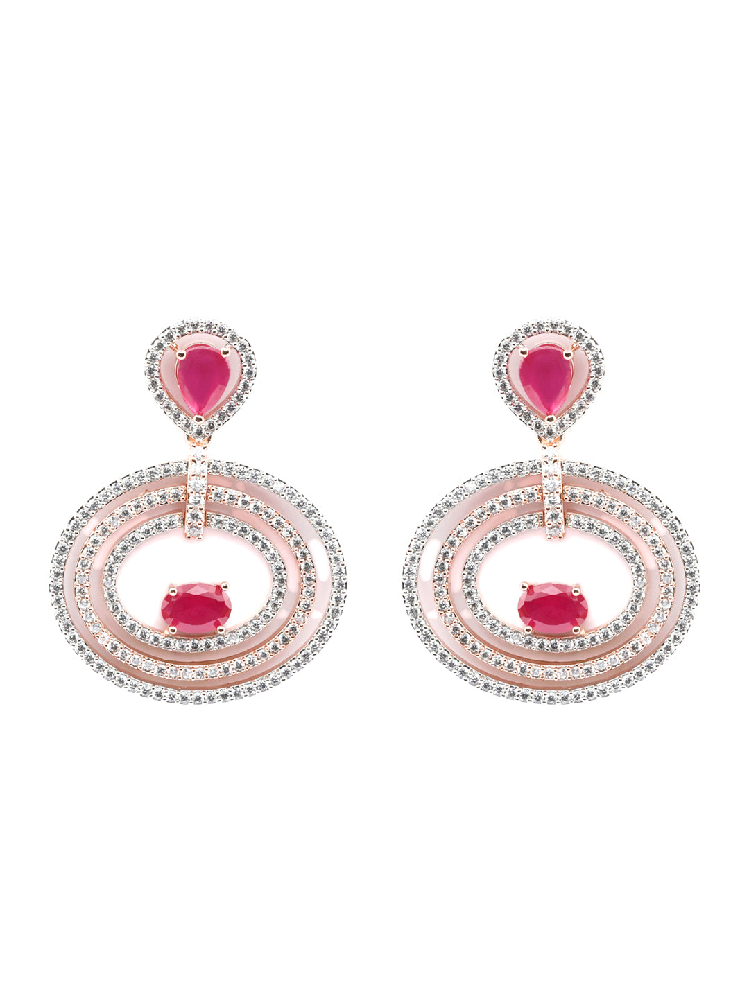 Elegant Pink America Diamond Drop Earrings