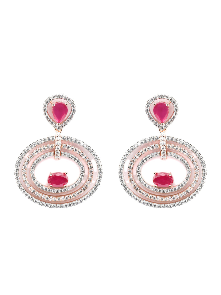 Elegant Pink America Diamond Drop Earrings