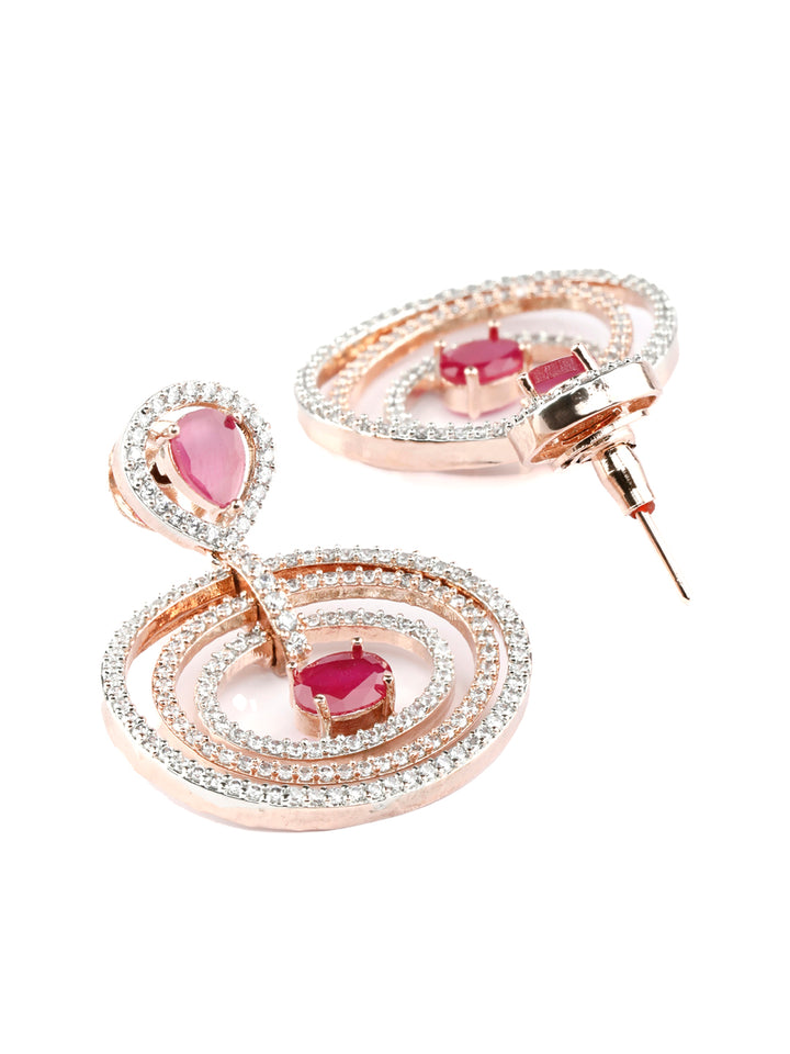 Elegant Pink America Diamond Drop Earrings