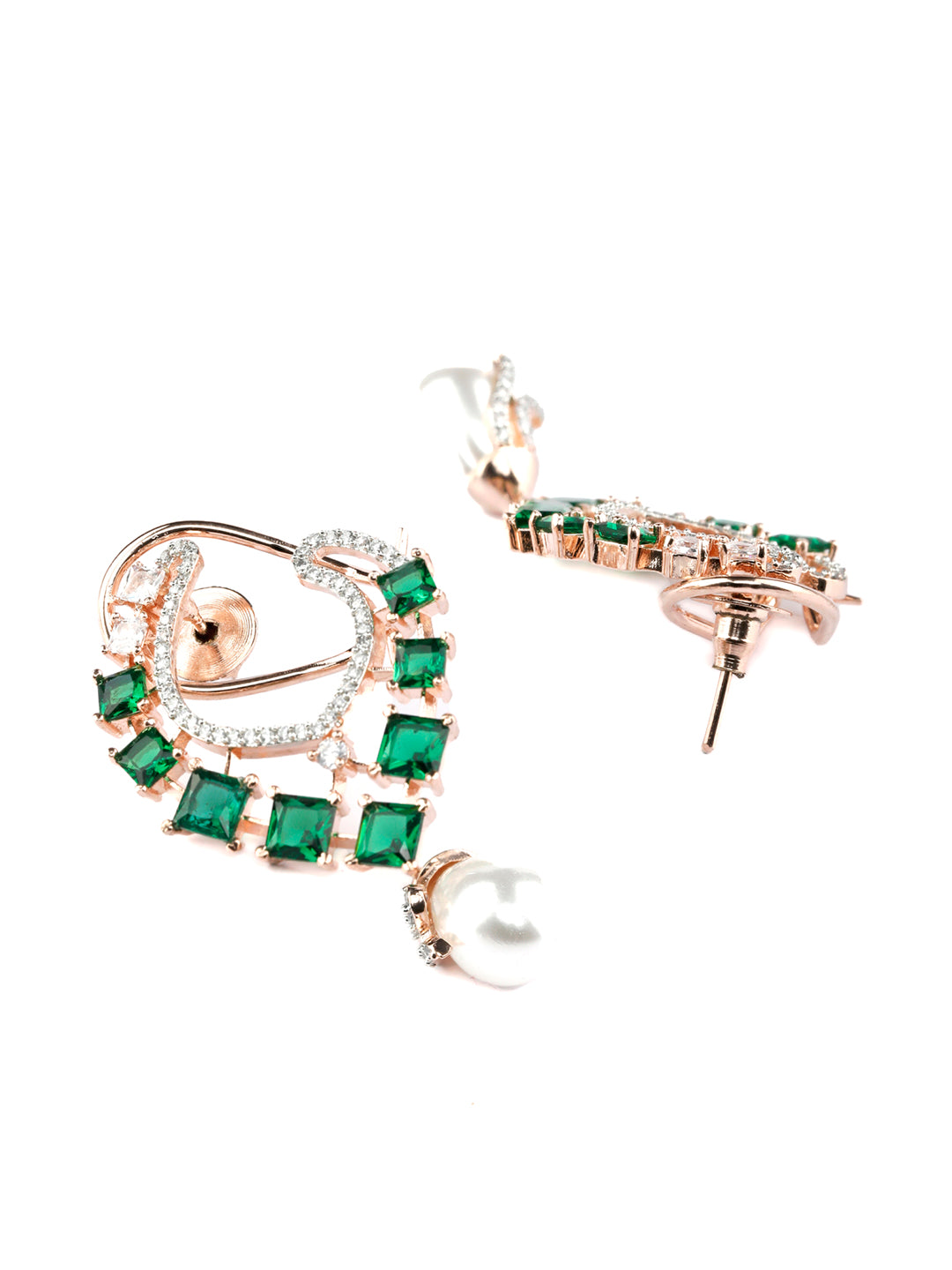 Green American Diamond Drop Earrings