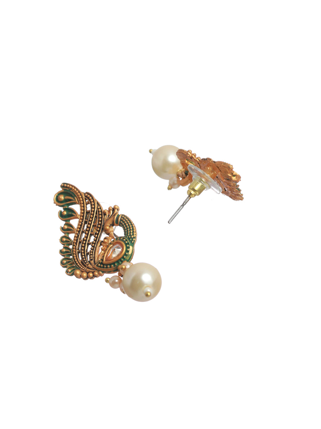 Peacock Ruby Studs | Buy Silver Plated Earrings