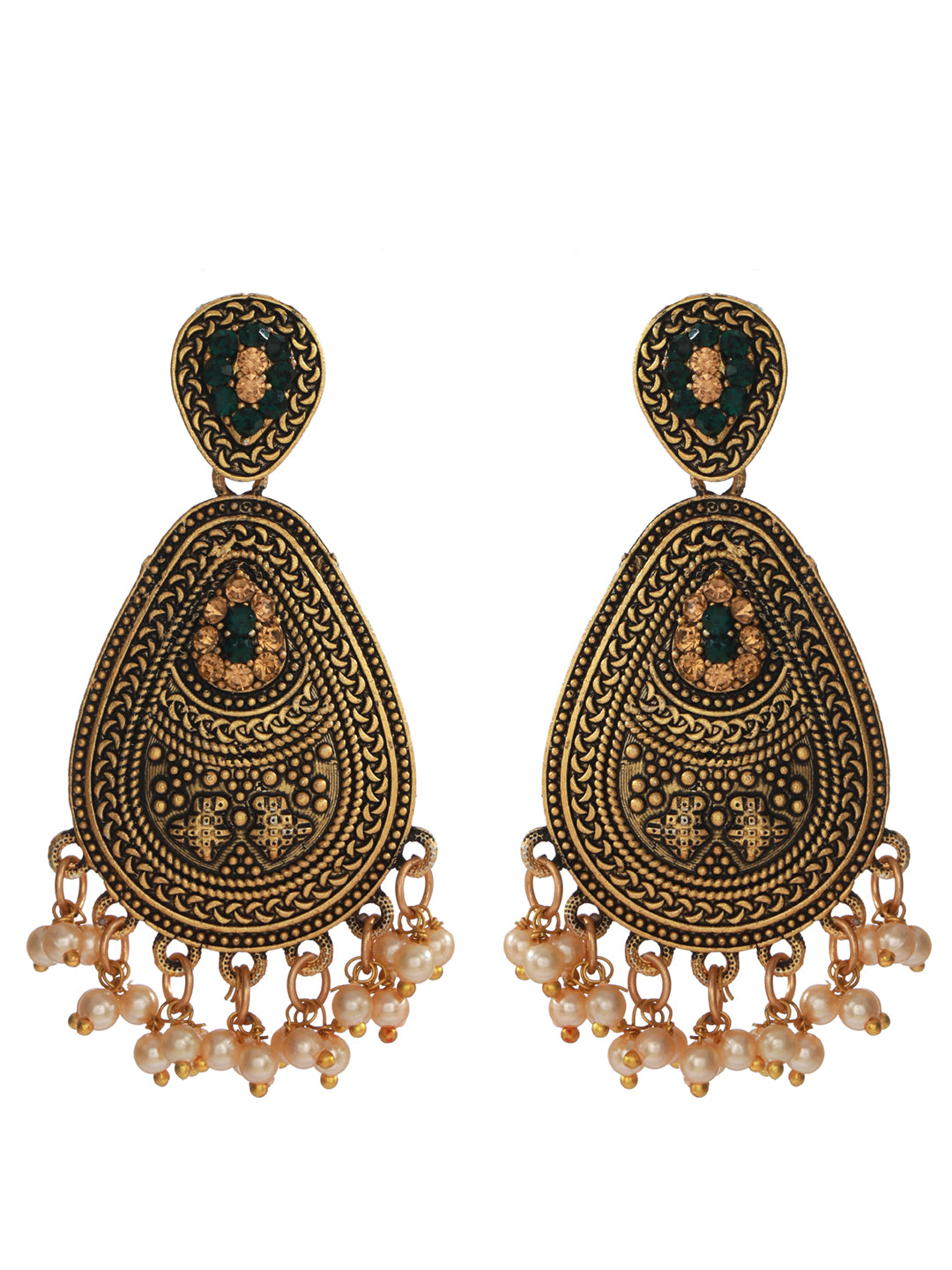 Happy Stoning Women's Traditional Gold Meenakari Ethnic Antique South Indian  Round Pearl Moti Feather Peacock Jhumka Earrings -Combo Set of 12 Pairs :  Amazon.in: Fashion