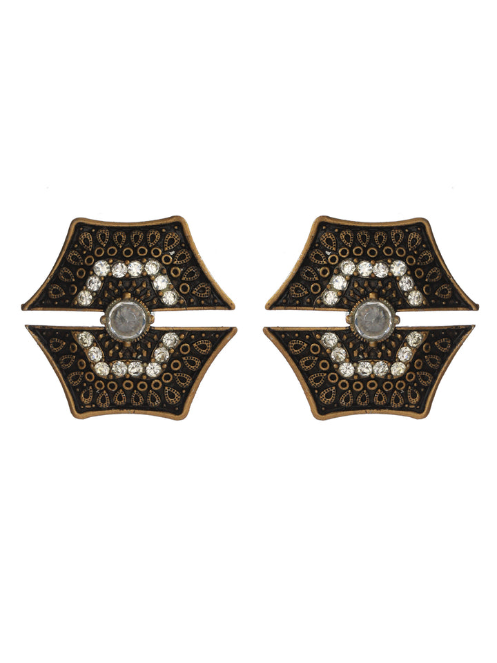 Priyaasi Stylish Studded Floral Gold Plated Earrings