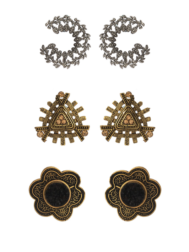 Priyaasi Studded Floral Gold Plated Jhumka Earrings