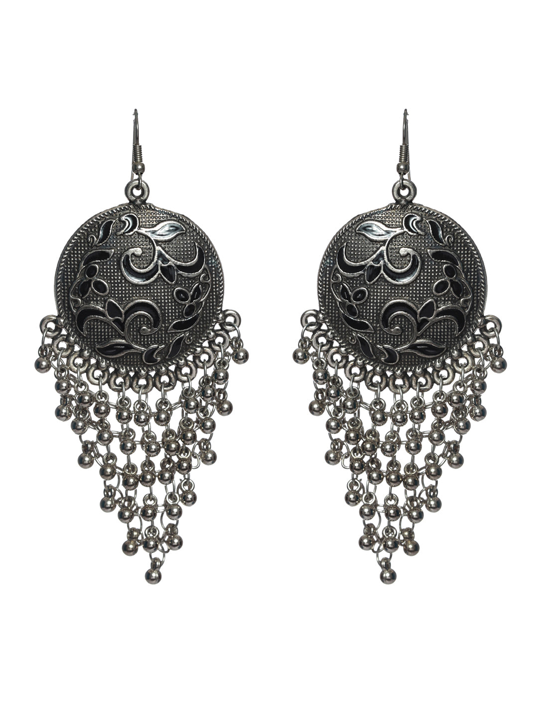 Silver Tone Oxidised Metal Dangler - Vaarana.com