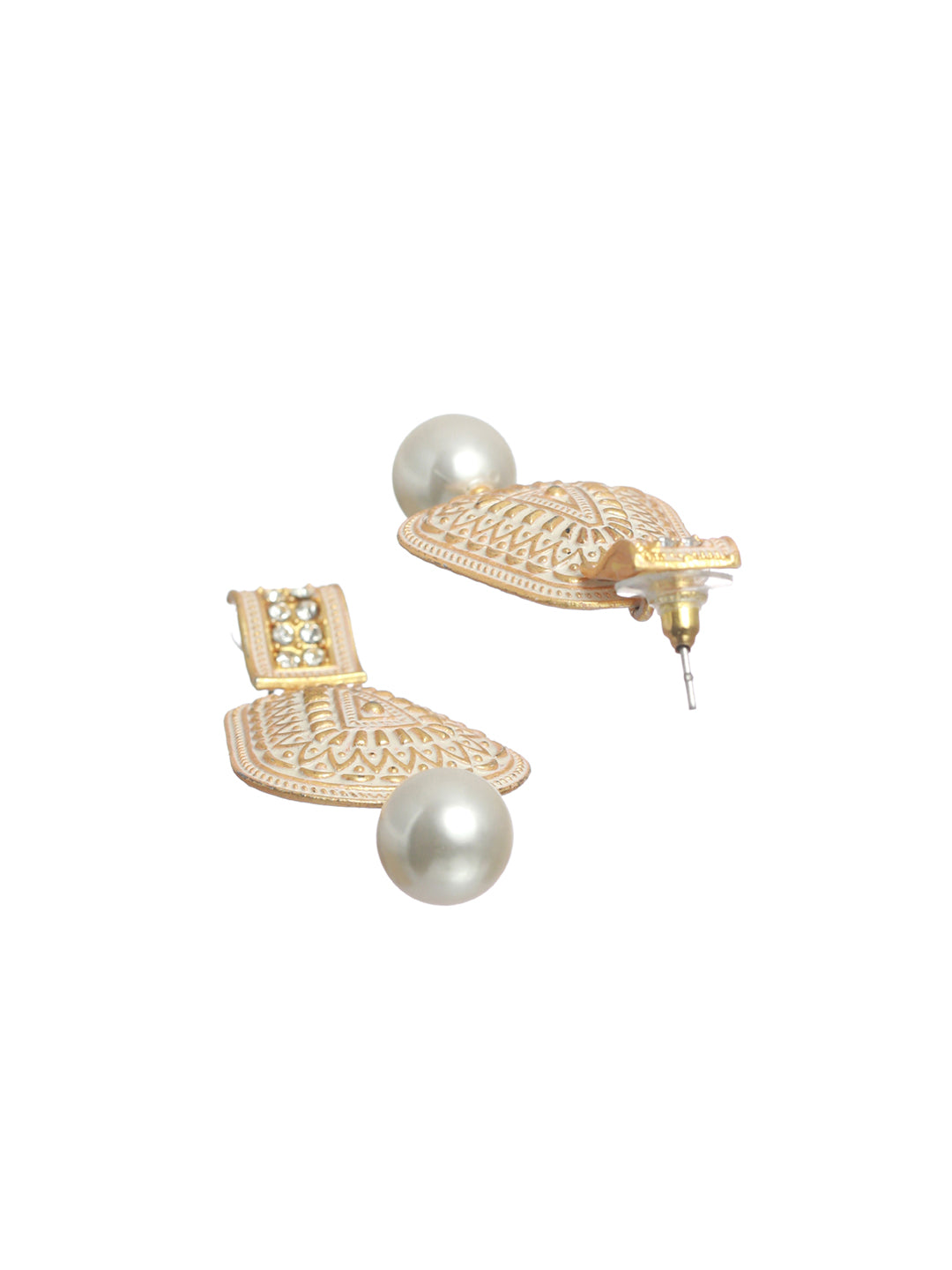 Priyaasi White Gold Plated Pearl Drop Earrings