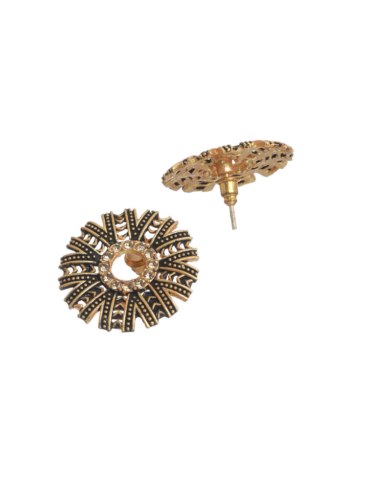 Priyaasi Studded Floral Gold Plated Earring Set of 3