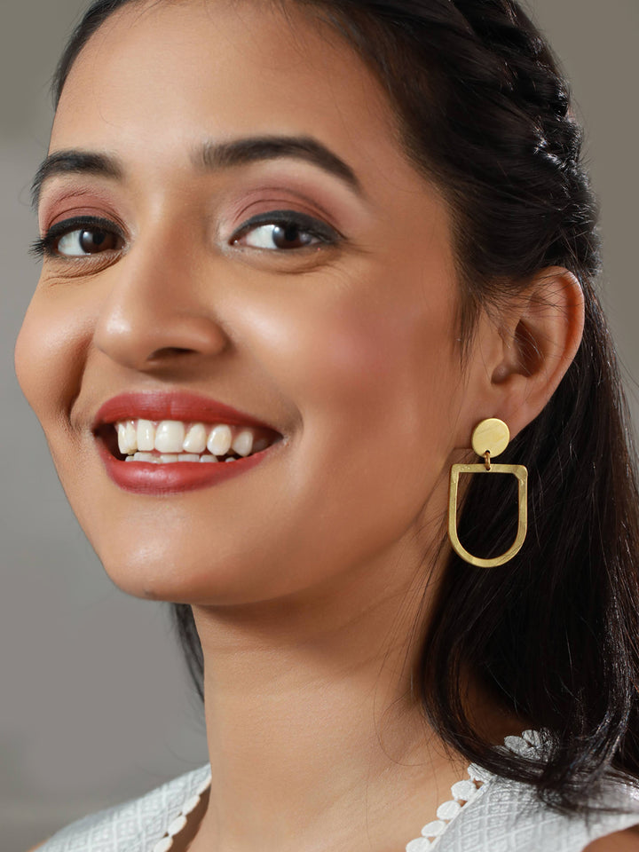 Priyaasi Stylish Geometric Gold Plated Drop Earrings
