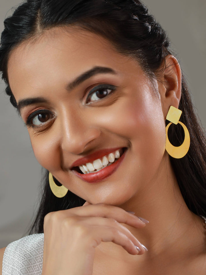 Priyaasi Stylish Gold Plated Geometric Drop Earrings
