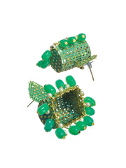 Priyaasi Green Gold Plated Case Jhumka Earrings