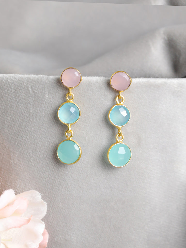 Priyaasi Multicolor Stone Drop Gold-Plated Earrings