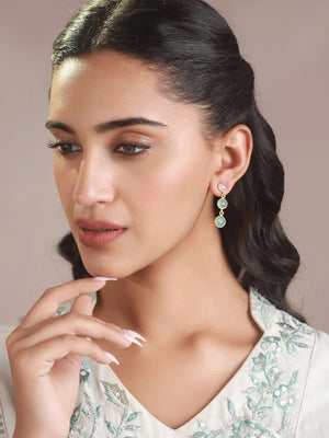 Priyaasi Multicolor Stone Drop Gold-Plated Earrings
