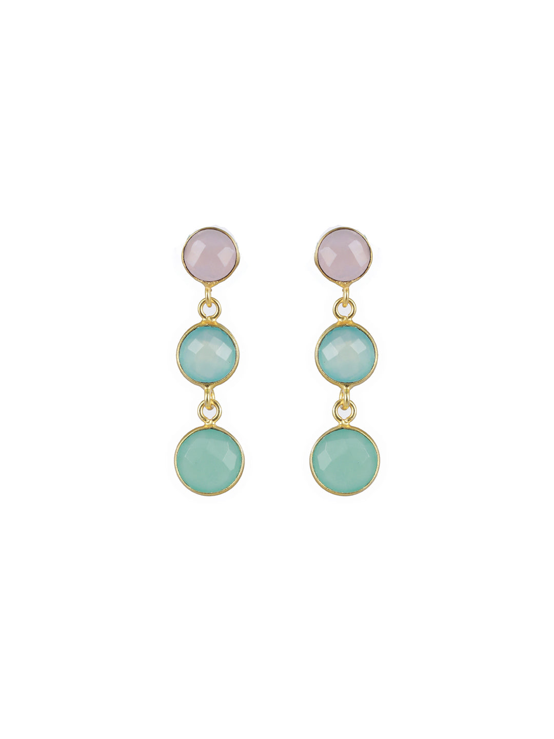 Priyaasi Multicolor Stone Drop Gold-Plated Earrings