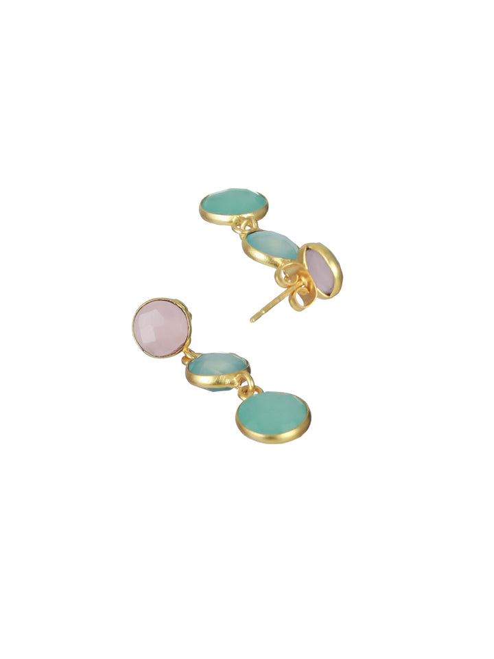 Priyaasi Multicolor Stone Drop Gold-Plated Earrings