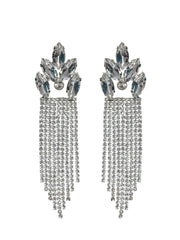 Priyaasi White Leaf Tassel Drop Earrings