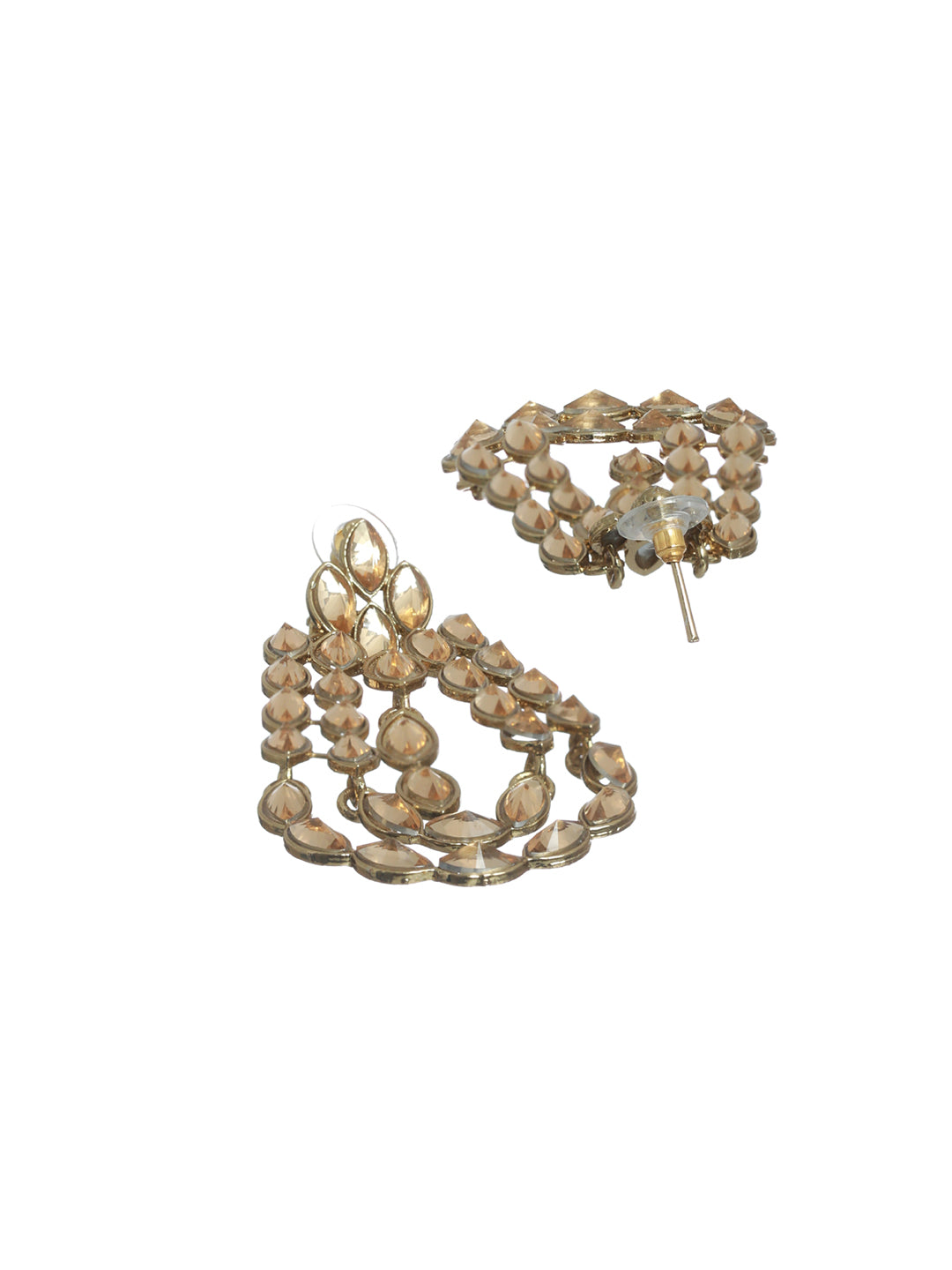 Priyaasi Multilayer Studded Teardrop Gold Plated Earrings