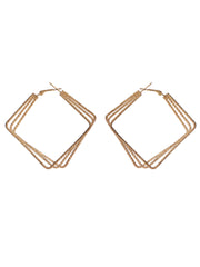 Priyaasi Square Textured Gold Plated Hoop Earrings
