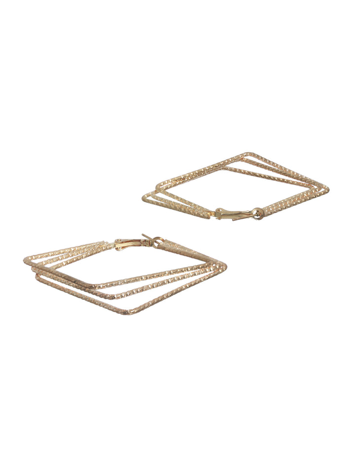 Priyaasi Square Textured Gold Plated Hoop Earrings