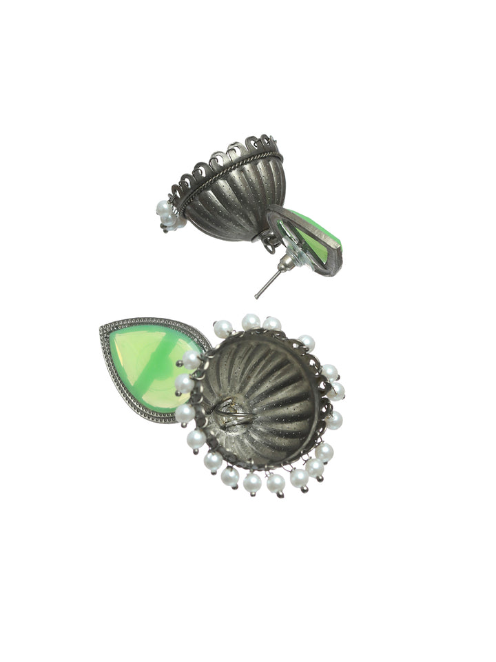 Priyaasi Mint Green Stone Studded Jhumkas