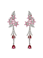 Priyaasi Sparkling Pink American Diamond Drop Earrings