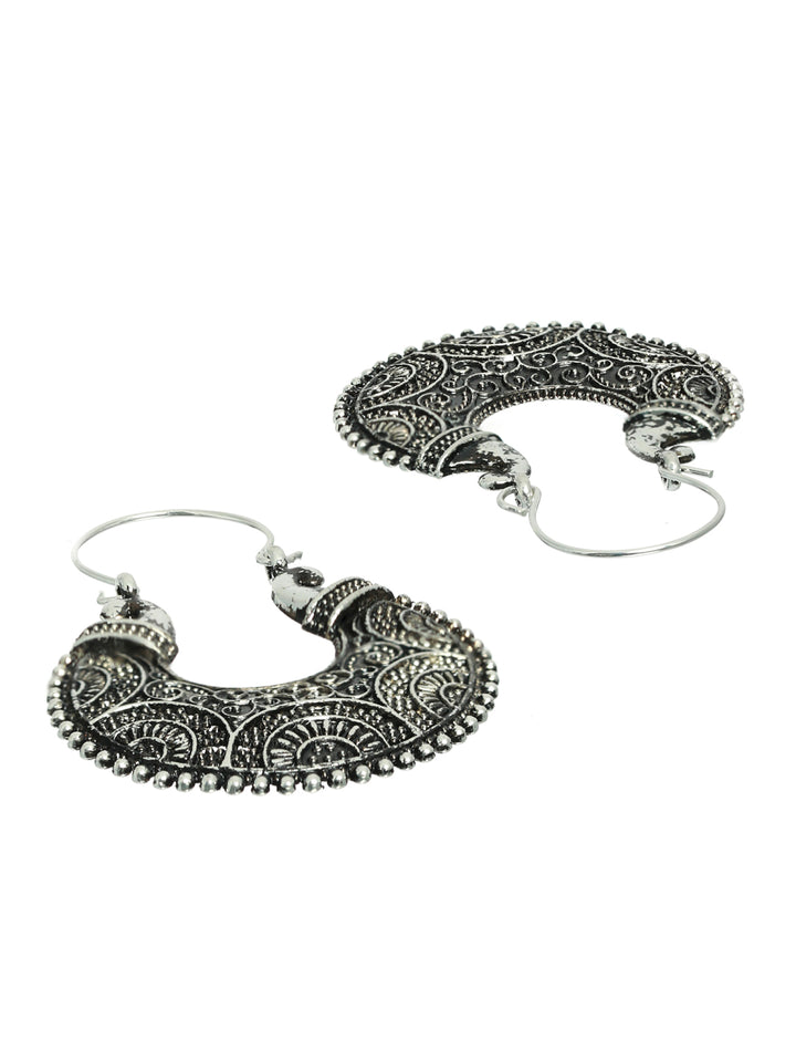 Priyaasi Elegant Motif Oxidised Silver Drop Earrings