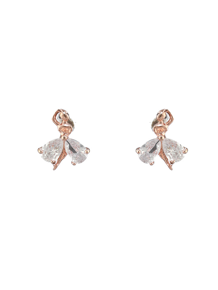 Dancing Beauty AD Studded Rose Gold-Plated Earrings Set