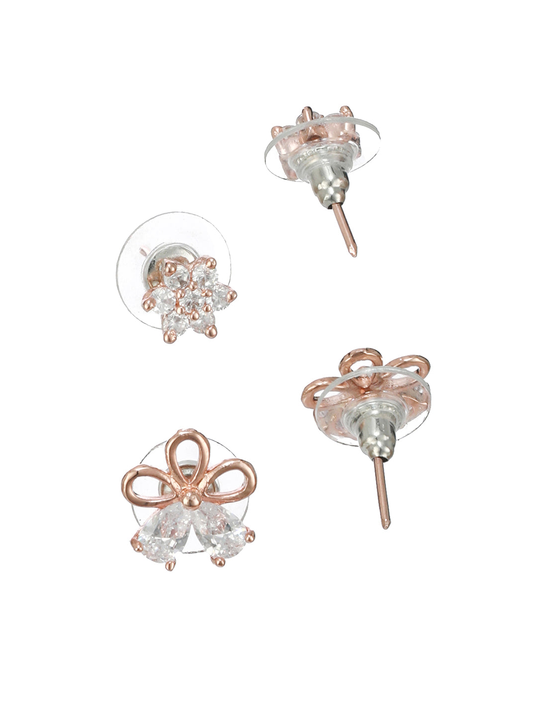 Rose Flower Diamond Earrings Stud Rose Gold  24kdiamond