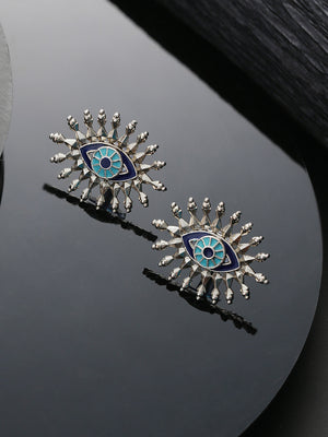 Evil Eye Silver-Plated Stud Earrings