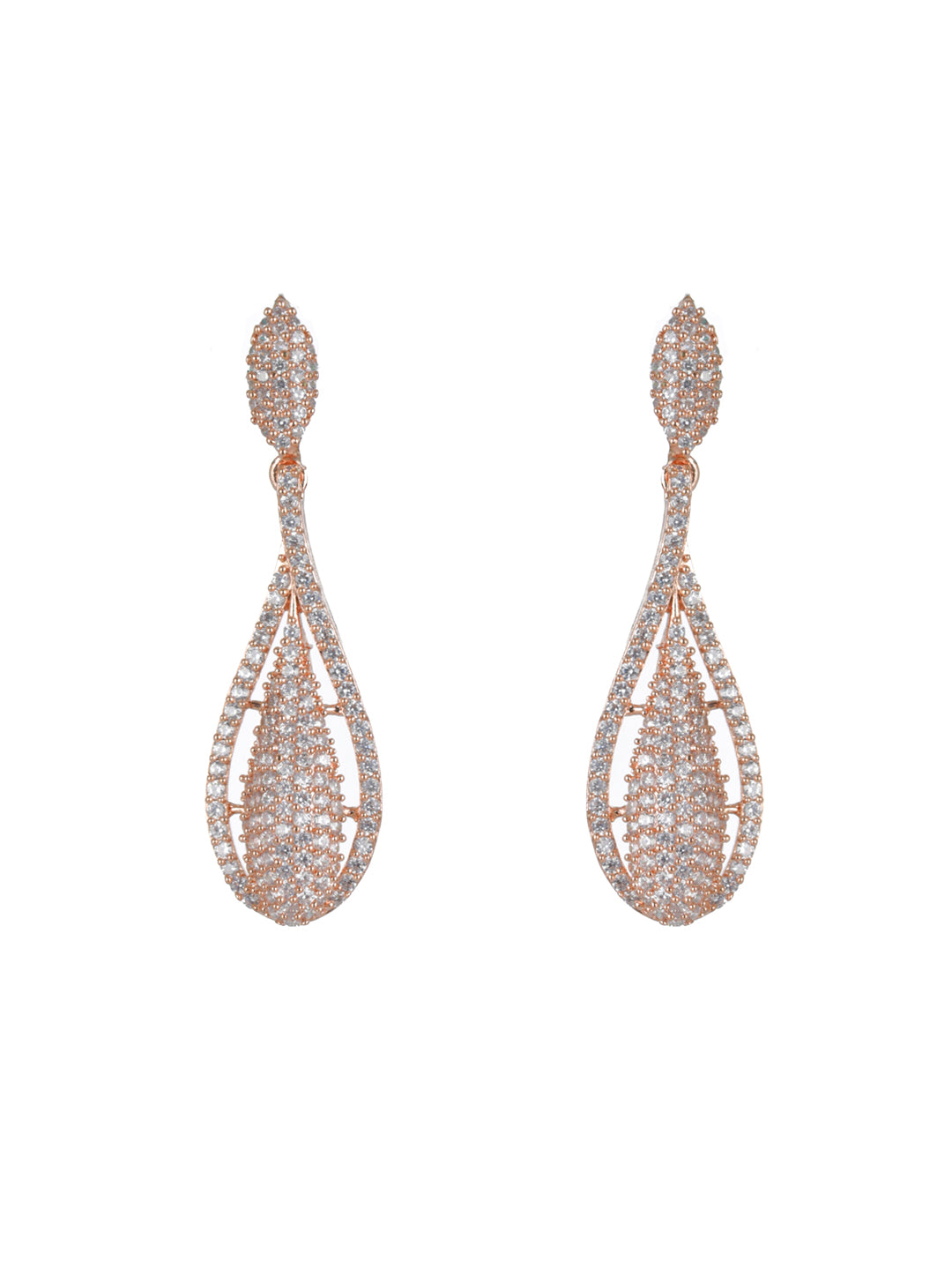 Priyaasi Elegant AD Rose Gold-Plated Drop Earrings