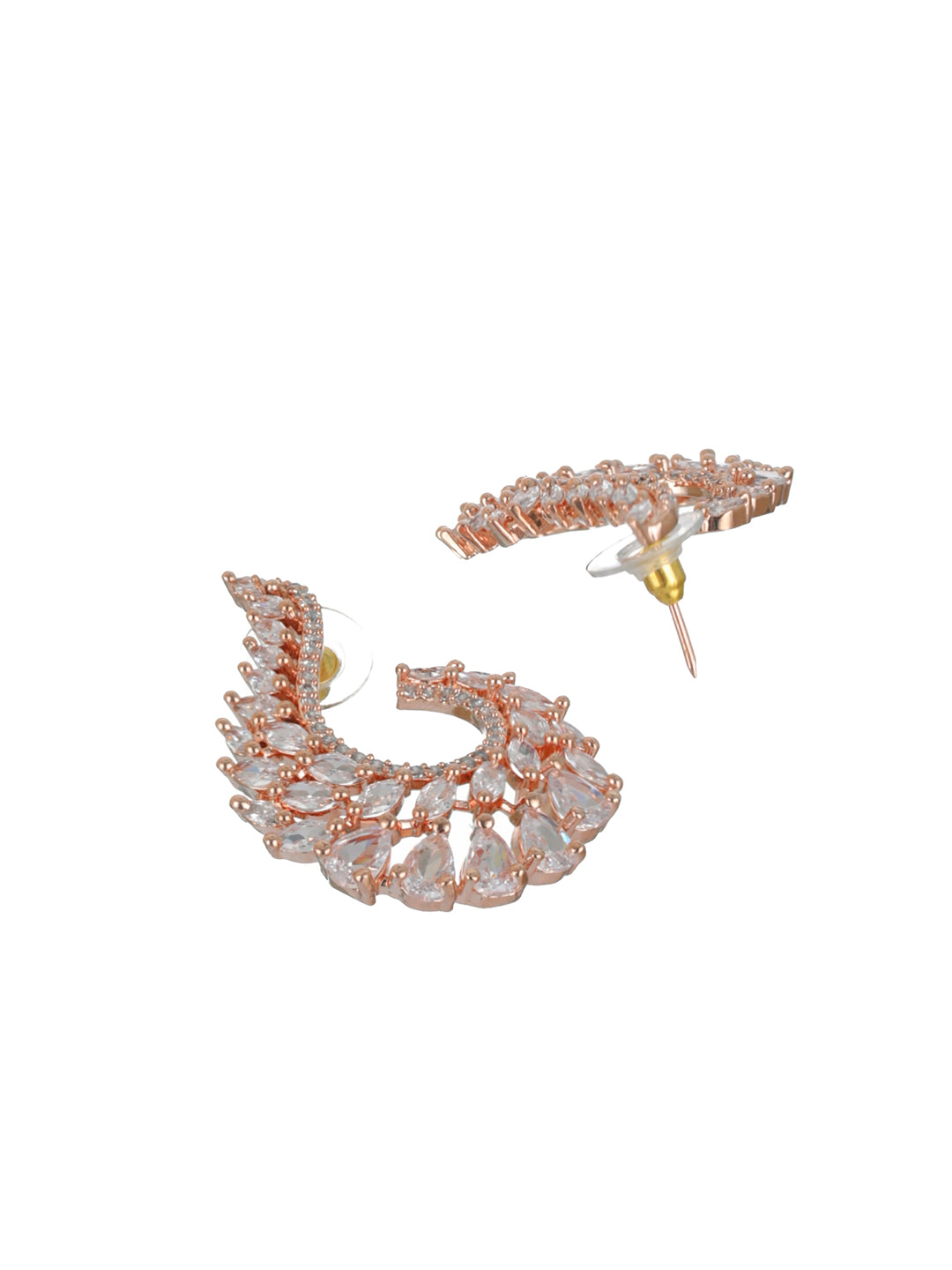 Priyaasi Elegant Leaves AD Rose Gold-Plated Earrings