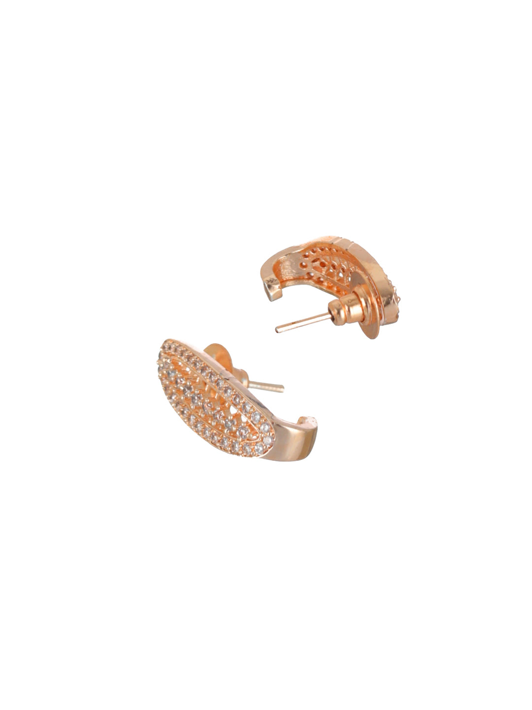 Priyaasi Long Oval AD Rose Gold-Plated Stud Earrings