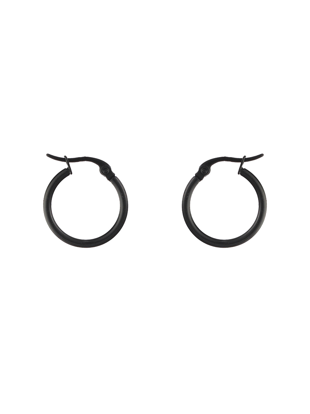 Solid Silver and Black Hoop Earring Set of 2