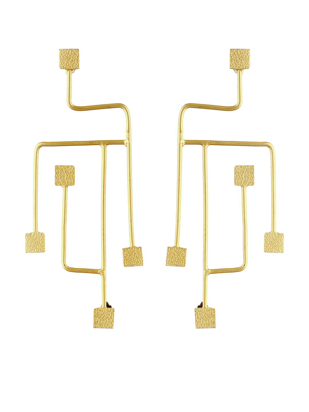 Priyaasi Contemporary Line Design Gold-Plated Drop Earrings