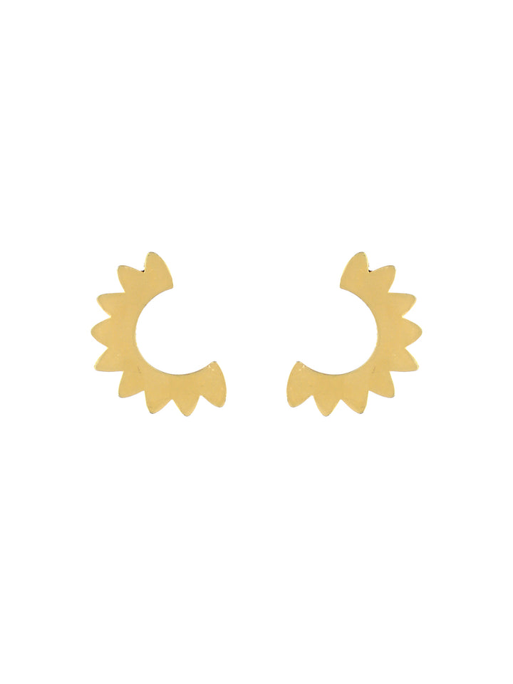 Priyaasi Contemporary Half-Sun Gold-Plated Drop Earrings