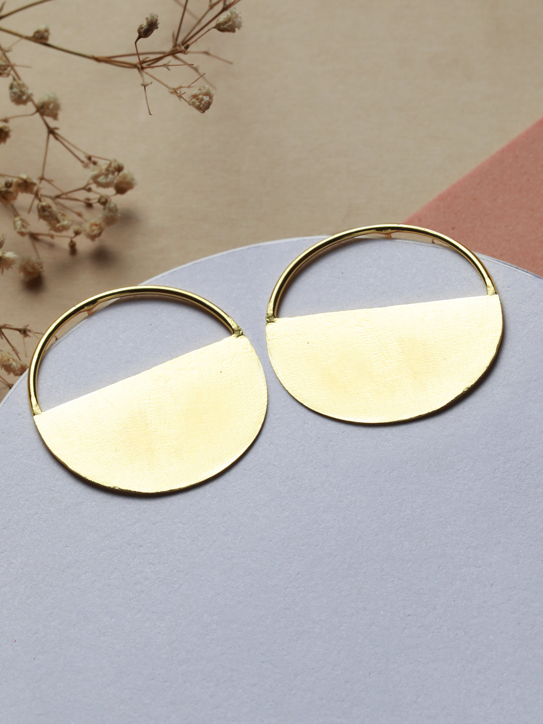 Priyaasi Minimal Round Solid Gold-Plated Earrings