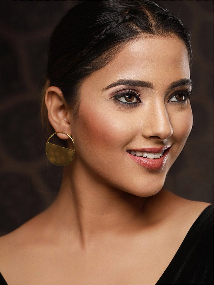 Priyaasi Minimal Round Solid Gold-Plated Earrings