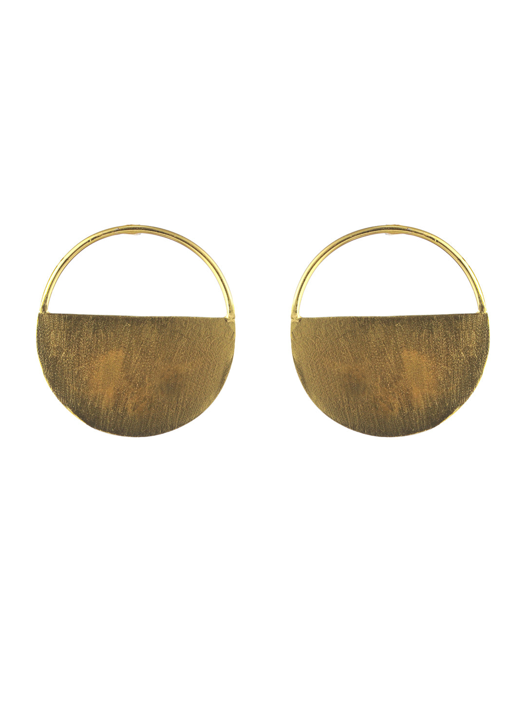 Priyaasi Minimal Round Solid Gold-Plated Earrings