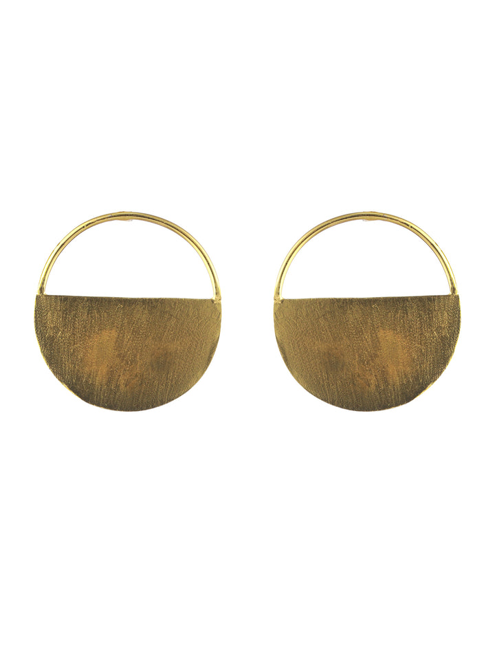 Priyaasi Minimal Round Solid Gold-Plated Earrings