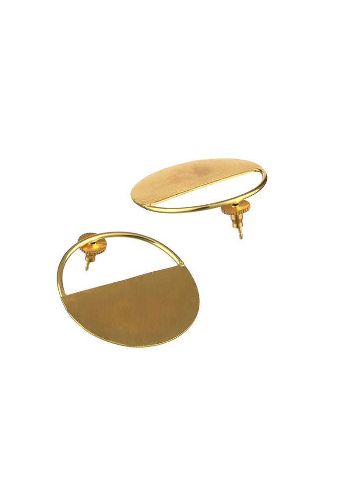 Priyaasi Minimal Round Solid Gold-Plated Earrings
