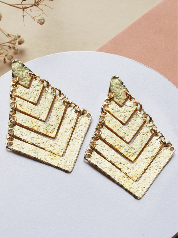 Priyaasi Stylish Solid Textured Gold-Plated Earrings