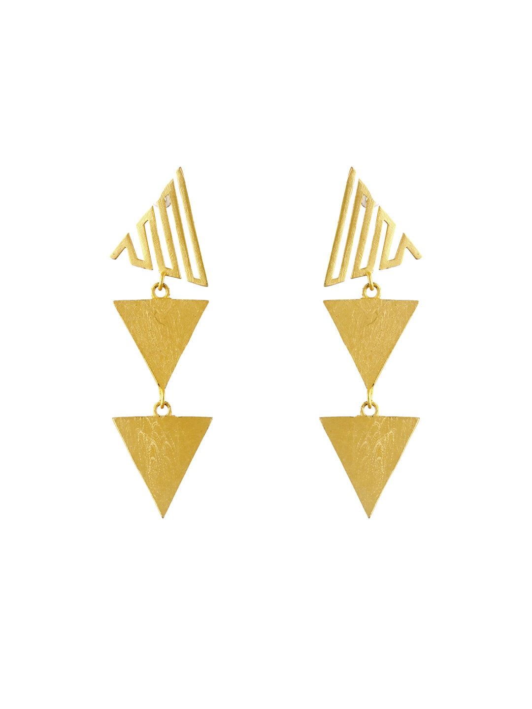 Priyaasi Designer Triangular Gold-Plated Drop Earrings
