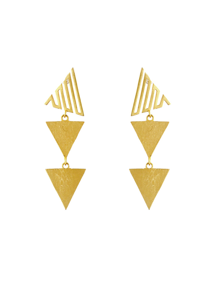 Priyaasi Designer Triangular Gold-Plated Drop Earrings