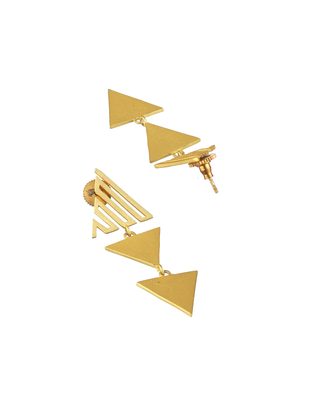 Priyaasi Designer Triangular Gold-Plated Drop Earrings