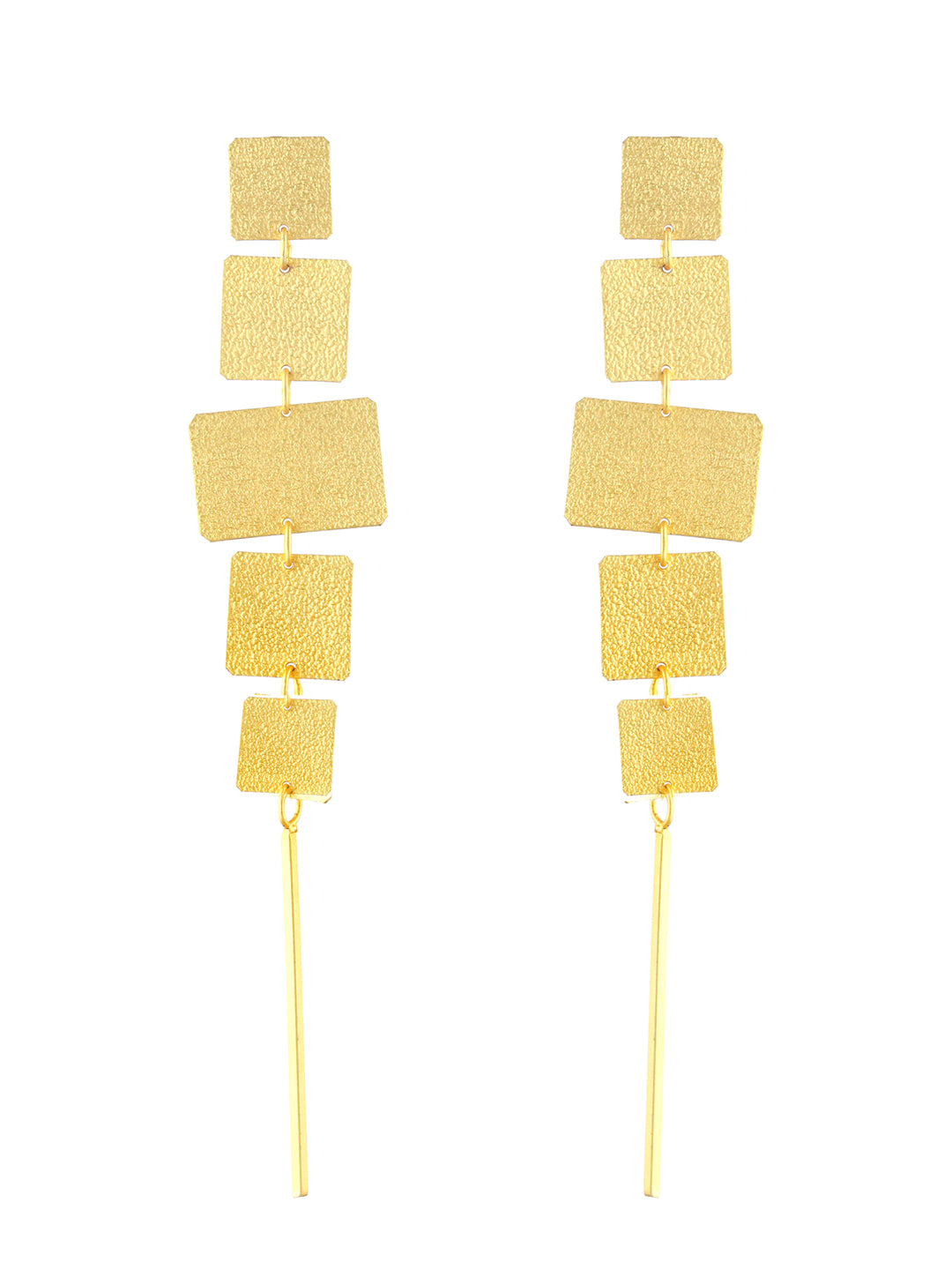 Priyaasi Multilayer Block Link Gold-Plated Drop Earrings
