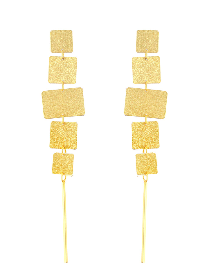 Priyaasi Multilayer Block Link Gold-Plated Drop Earrings
