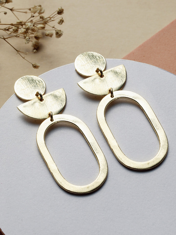 Priyaasi Solid Geometric Shapes Link Gold-Plated Earrings