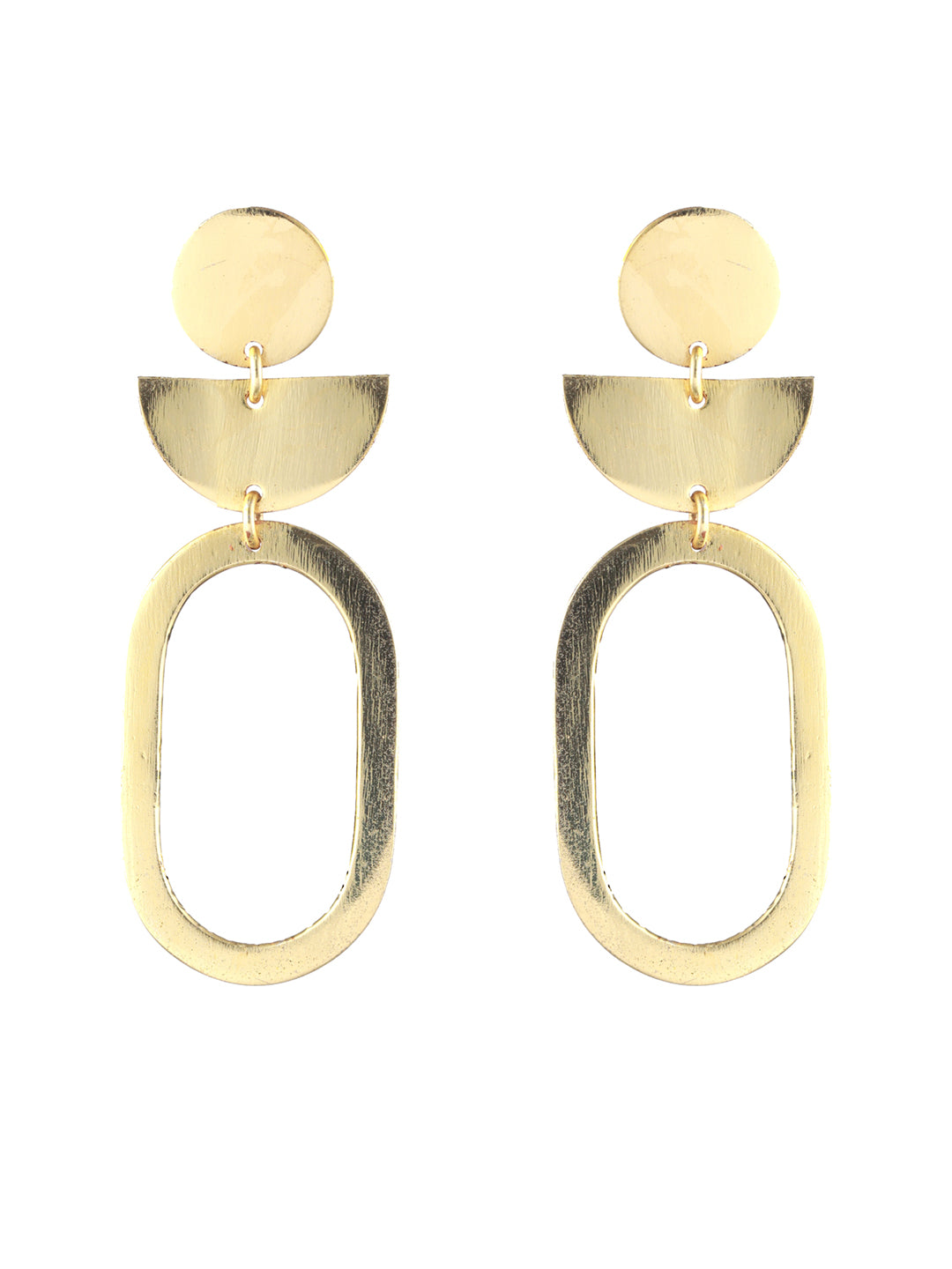 Priyaasi Solid Geometric Shapes Link Gold-Plated Earrings