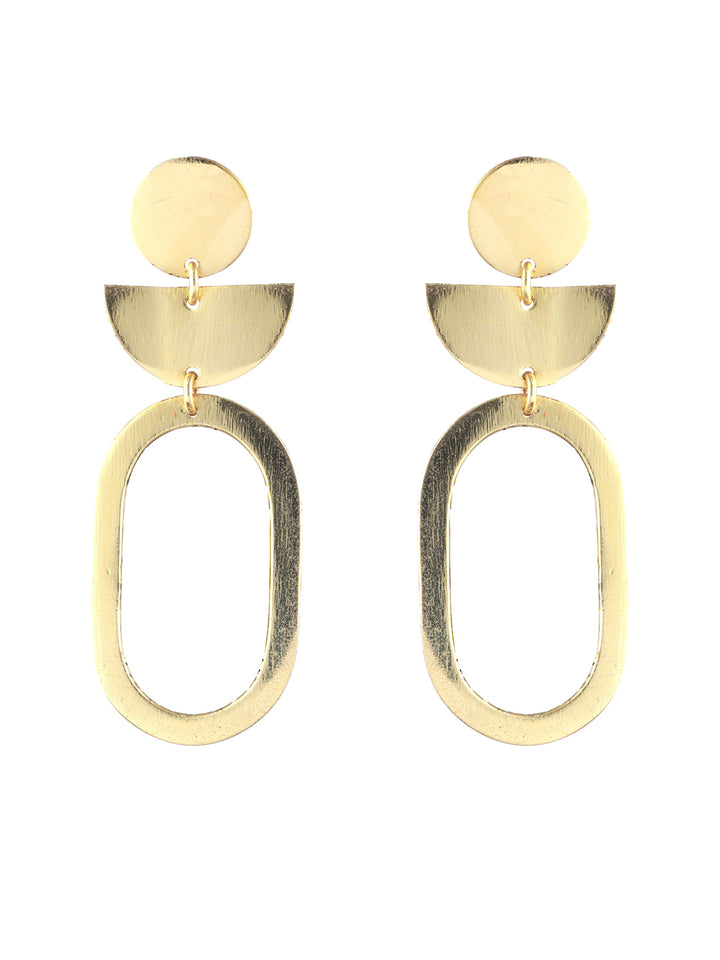 Priyaasi Solid Geometric Shapes Link Gold-Plated Earrings